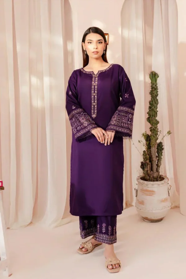 KN881-2PC Dhanak Wool Embroidered Suit