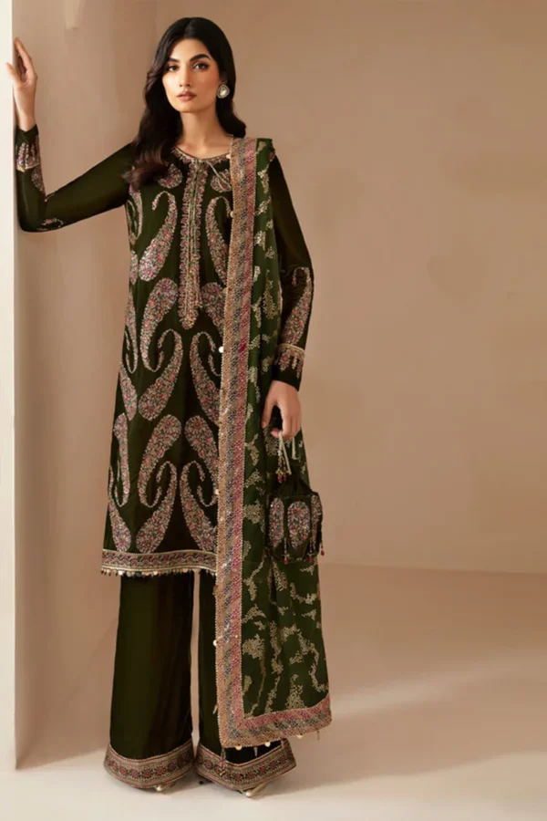 KN1106 Jazmin Embroidered Velvet Dress With Organza Dupatta