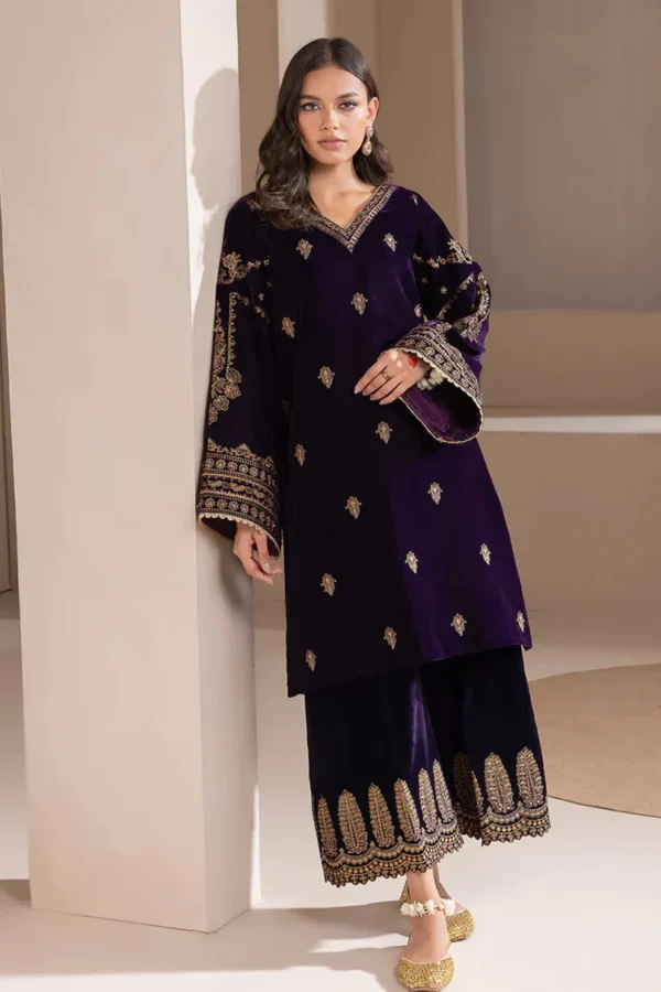 Baroque Velvet Embroidered With Dupatta