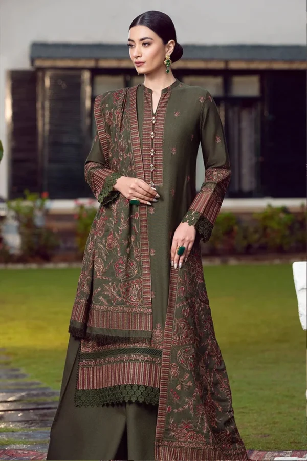 KN415-WINTER Embroidered Dhanak Suit with Heavy Embroidered Dhanak Shawl