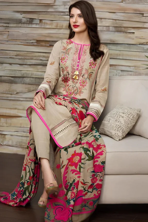KN525-WINTER Embroidered khaddar Dhanak 3PC With Wool Shawl