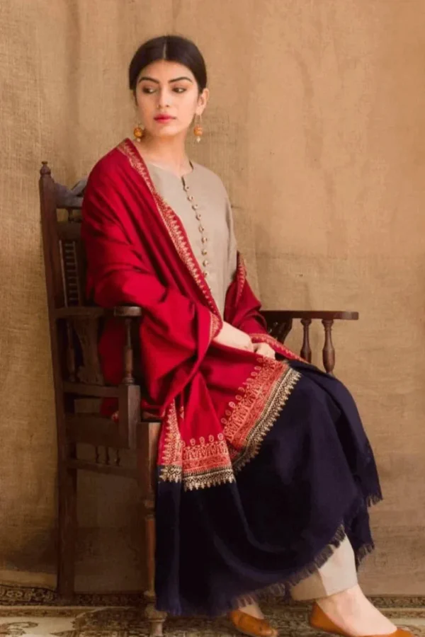 KN545-WINTER 3PC khaddar Dhanak Suit with Embroidered Shawll