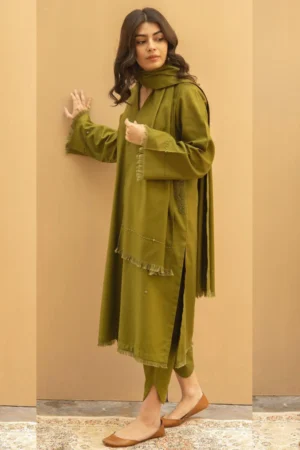 KN564-Asling Winter 3 Piece Dhanak Embroidered Suit with Dhanak Embroidered Shawll