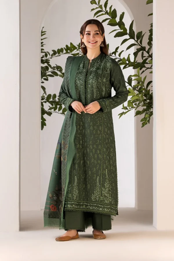 KN1122- SOBIA NAZIR- 3PC DHANAK EMBROIDERED SHIRT WITH WOOL PRINT SHAWL