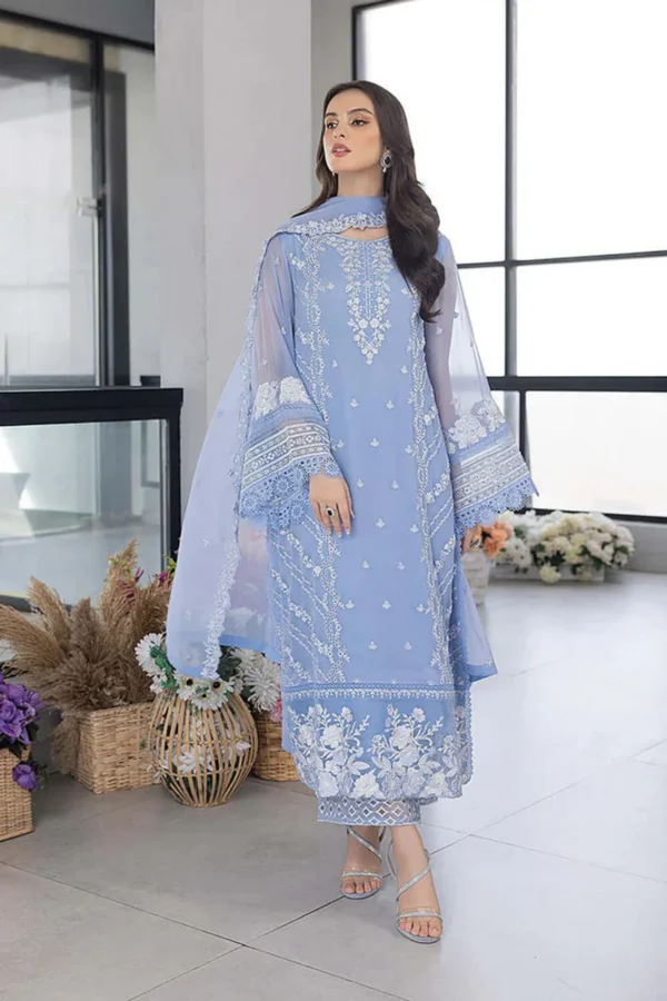 WINTER AZURE -Embroidered 3pc Organza Dress with Duppata