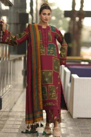 KN1232 Winter 3PC Karandi Digital Print Dress