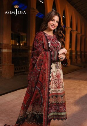 KN1224- ASIM JOFA - Winter 3PC Karandi Digital Print Dress