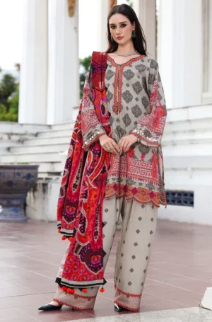 KN1230 Winter 3PC Karandi Digital Print Dress