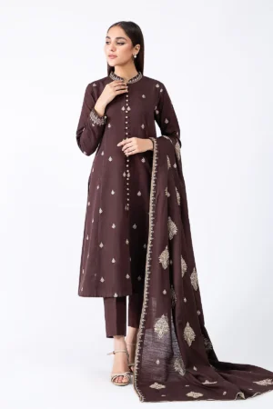 KN604-Winter 3-Pc Embroidered Dhanak Suit with Heavy Embroidered Dhanak Shawll