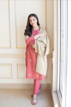 KN611-Asling Winter 3PC Dhanak suit with Dhanak Shawll