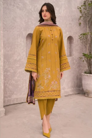 KN618-Jazmin WINTER 3PC Dhanak Embroidered suit with Printed Shawll
