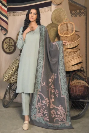 KN809-Winter 3 Piece Dhanak Suit with digital printed wool shawll