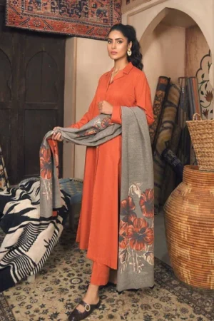 KN812-Winter 3 Piece Dhanak Suit with digital printed wool shawll