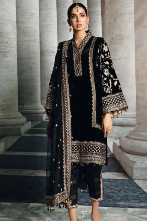 KN822-Winter Maria b Velvet Embroidered with Embroidered duppatta Winter Collection