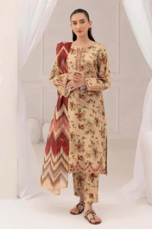 KN827- Winter jazmin 3PC Dhanak Karandi Printed Suit