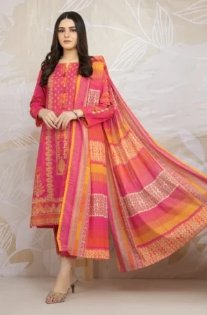 KN926- Winter 3PC Dhanak krandi Printed Suit