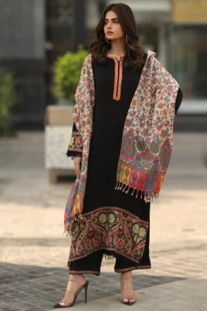 KN1239 Winter asim jofa -3PC DHANAK EMBROIDERED SHIRT WITH DHANAK AND TROUSER-BIC- R